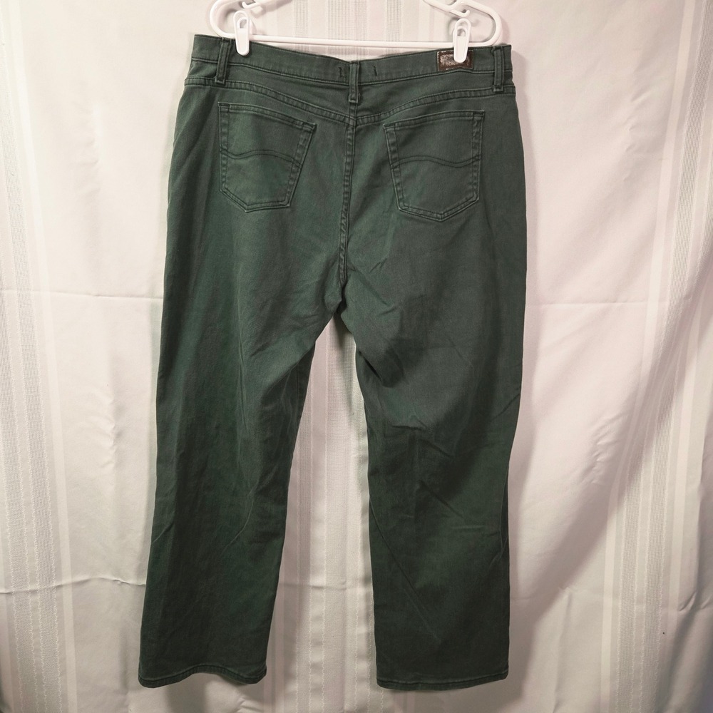 Lee Jeans Womens 18 Green Relaxed Straight Leg At The Waist Denim Pants